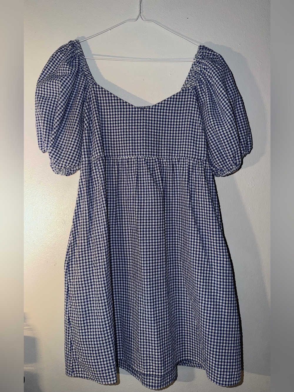 Old Navy Blue Gingham Puff-Sleeve Sundress